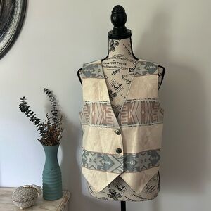 Gabriella's Southwestern & Denim Button Up Vest Women's size M
